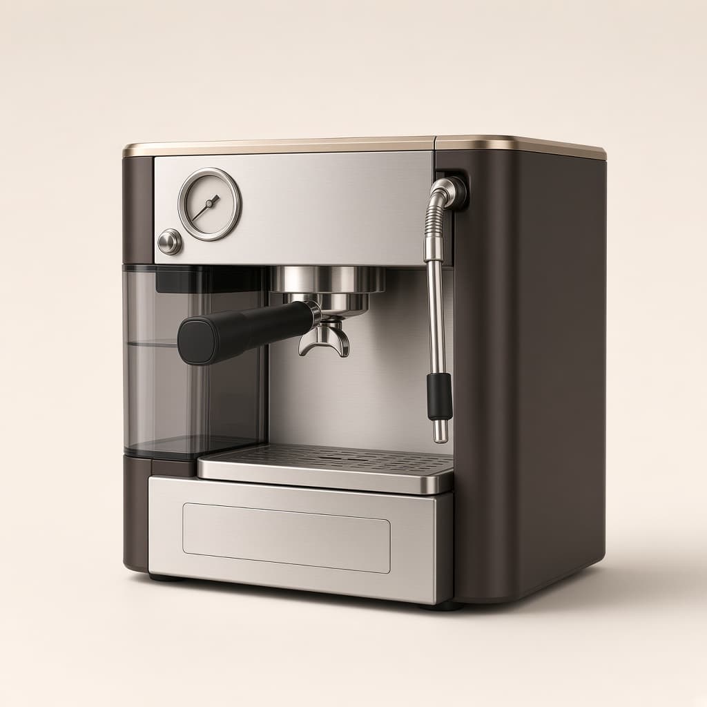 Concept Kitchorra Barista Pro en trois-quarts, buse vapeur sur le côté droit.